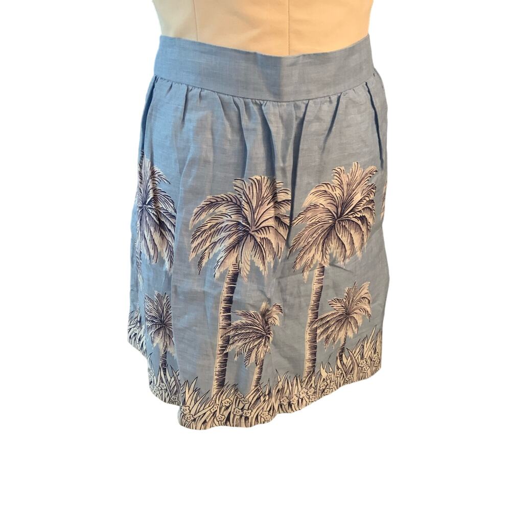 J.Crew Light Blue Palm Trees Skirt Sz 10